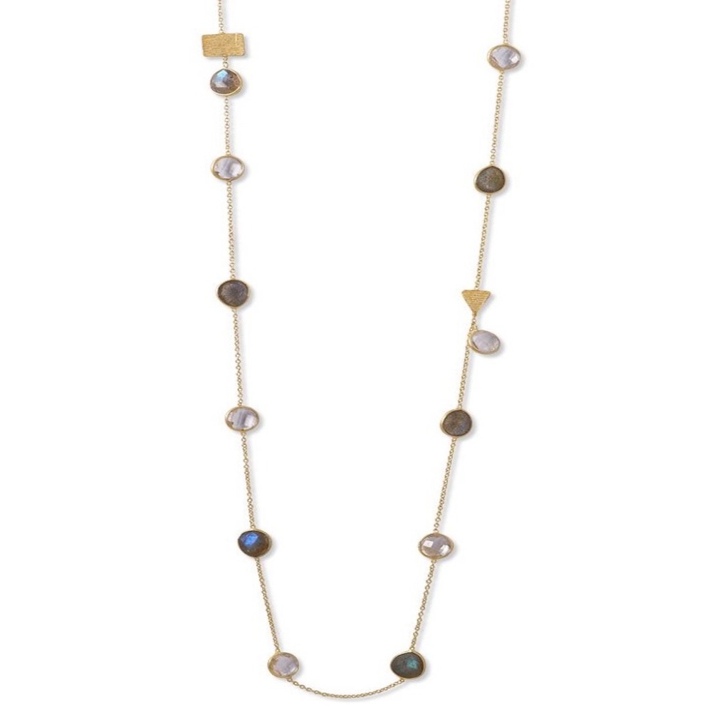 New! Labradorite & Quartz Slice Necklace